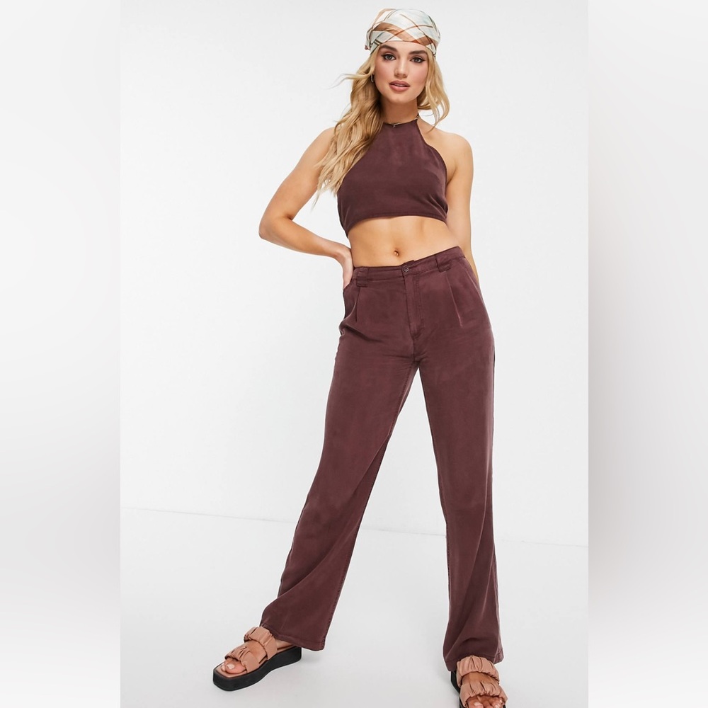 ASOS Chocolate Brown Wide Leg Corduroy Jumpsuit